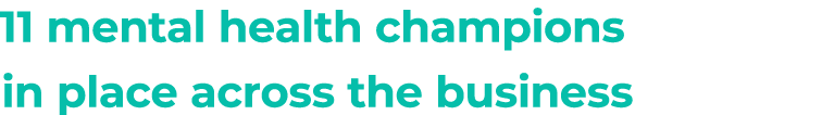 11 mental health champions in place across the business