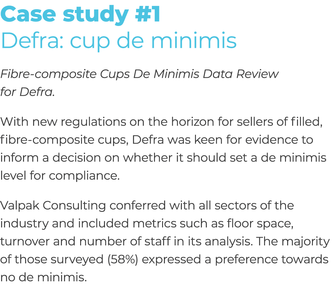 Case study #1 Defra: cup de minimis Fibre composite Cups De Minimis Data Review for Defra. With new regulations on th...