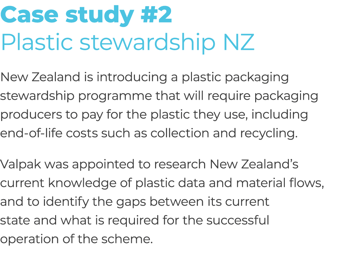 Case study #2 Plastic stewardship NZ New Zealand is introducing a plastic packaging stewardship programme that will r...