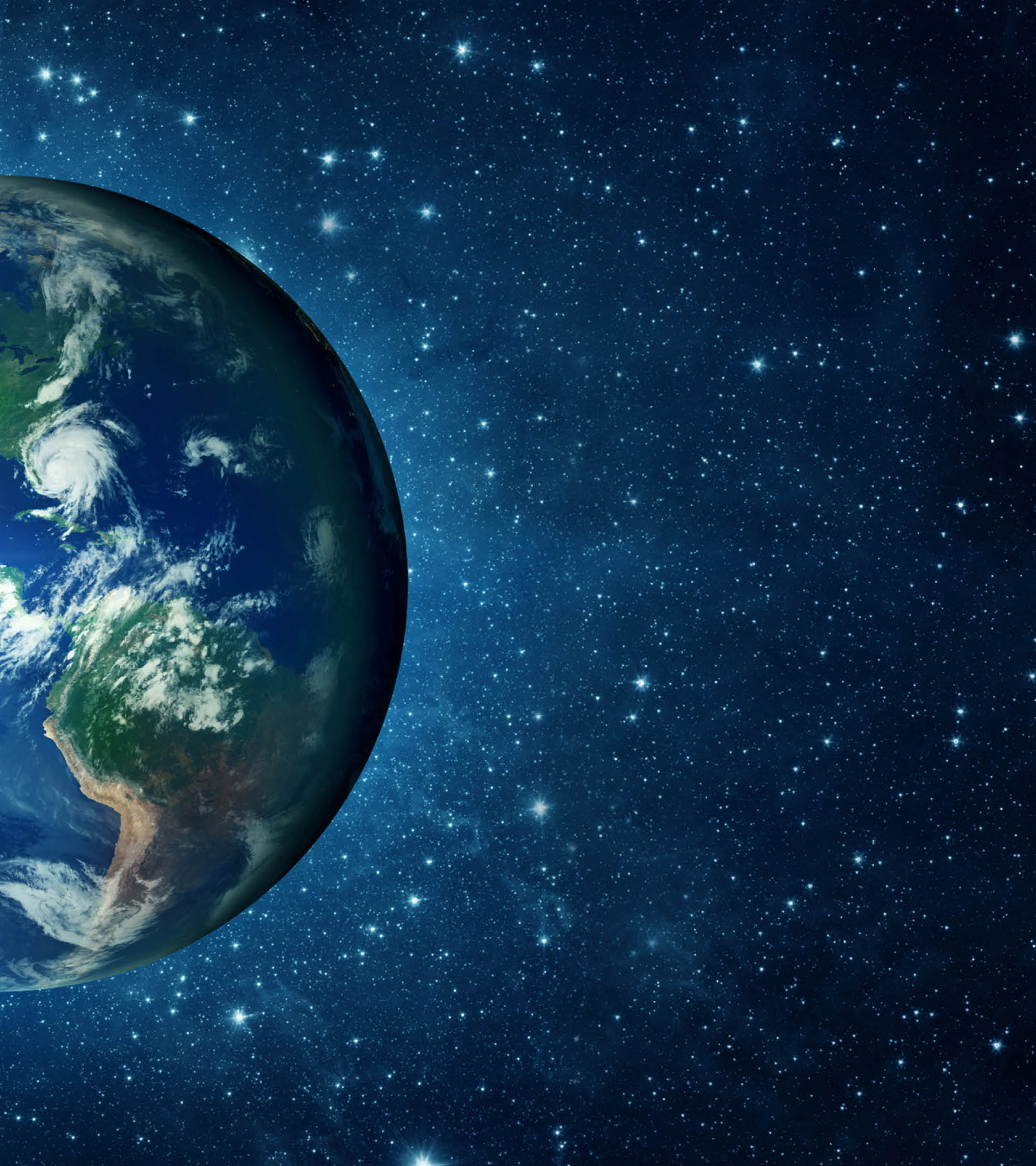 Panoramic view of the Earth, sun, star and galaxy. Sunrise over planet Earth, view from space.