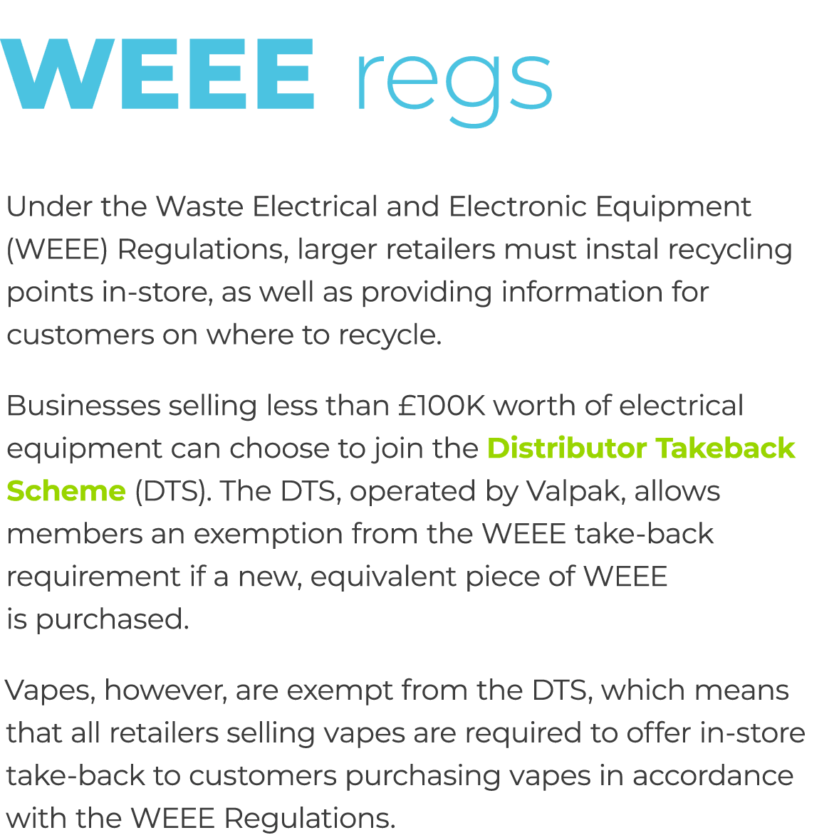 WEEE regs Under the Waste Electrical and Electronic Equipment (WEEE) Regulations, larger retailers must instal recyc...